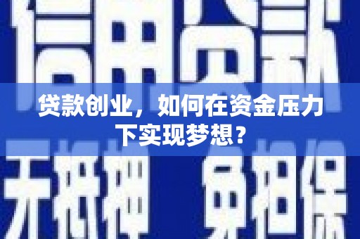 丰原贷款创业，如何在资金压力下实现梦想？