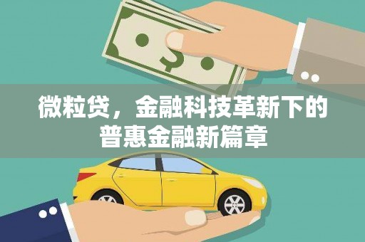 大社微粒贷，金融科技革新下的普惠金融新篇章